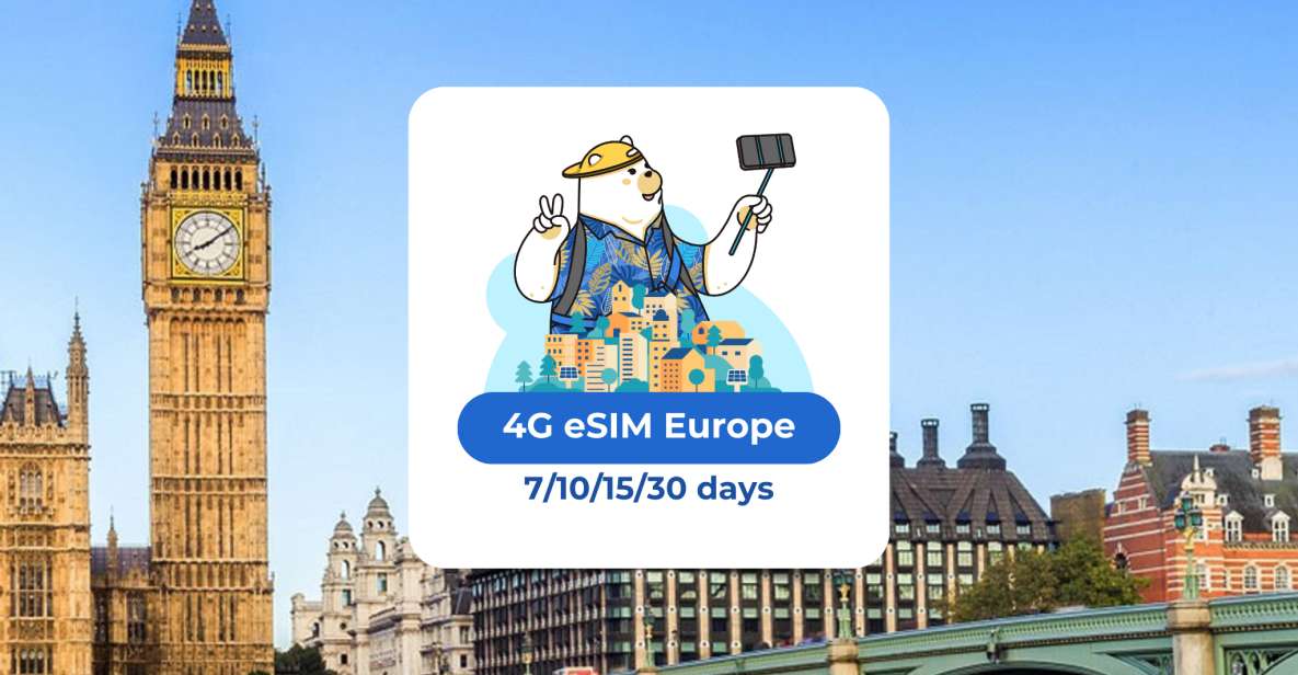 Europe: Esim Mobile Data (33 Countries) - 10/15/20/30 Days - Service Coverage and Duration Options