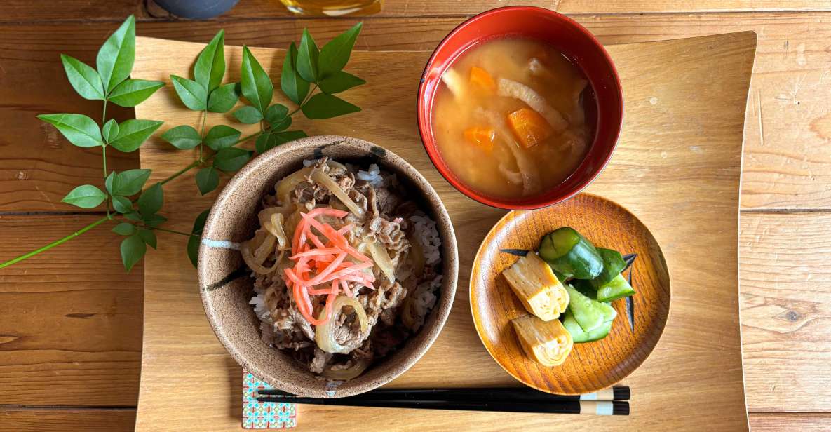 The Ubiquitous Japanese Beef Rice Bowlgyudon With Side Dishe - Ingredients for Gyudon