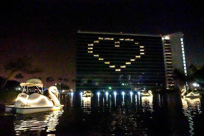 Illuminated Swan Boat Night Ride on Rainbow Lagoon - Enjoy a Romantic Night Ride