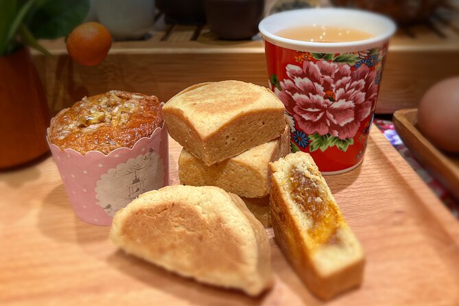 Pineapple Pastry With Egg Yolk, Longan Cake, High Mountain Oolong Tea. Taiwan Traditional Dessert Ex - Brewing High Mountain Oolong Tea