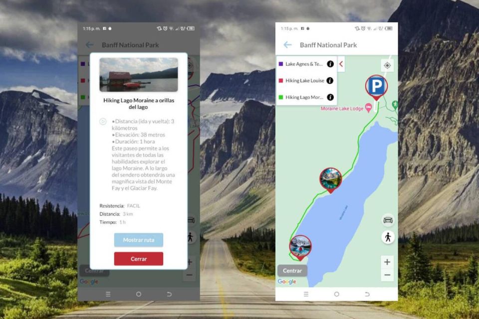 Audioguide for Western Canada Road Routes (Rocky Mountains) - App Usage Instructions