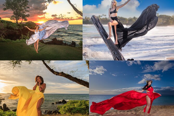 Wailea Beach Private Maui Flying Dress Photoshoot Experience - Common questions