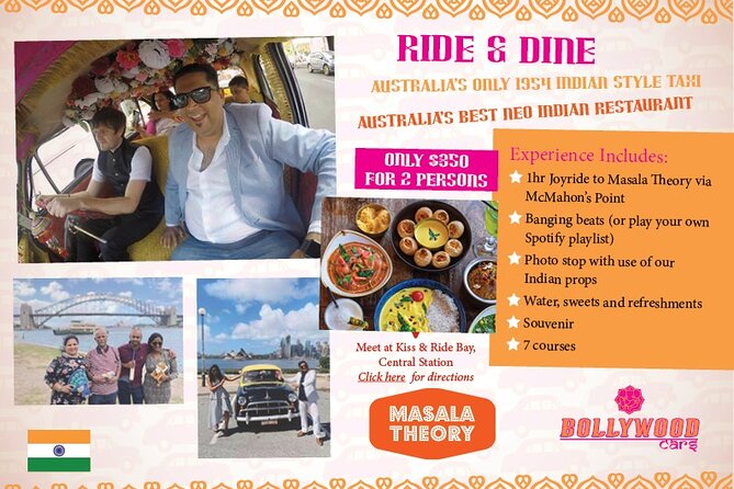 Private Bollywood Style Car Ride and Dinner in Sydney - Booking Details