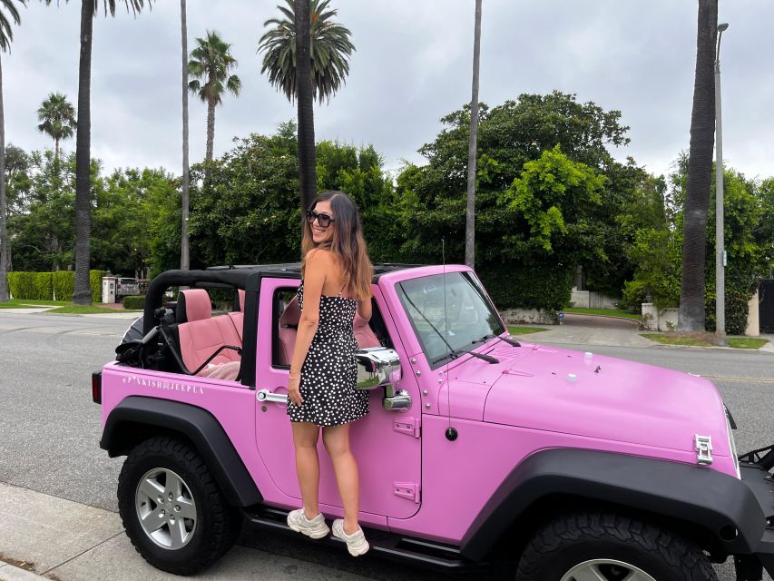 Beverly Hills Private Tour on an Open Pink Jeep - Live Tour Guide